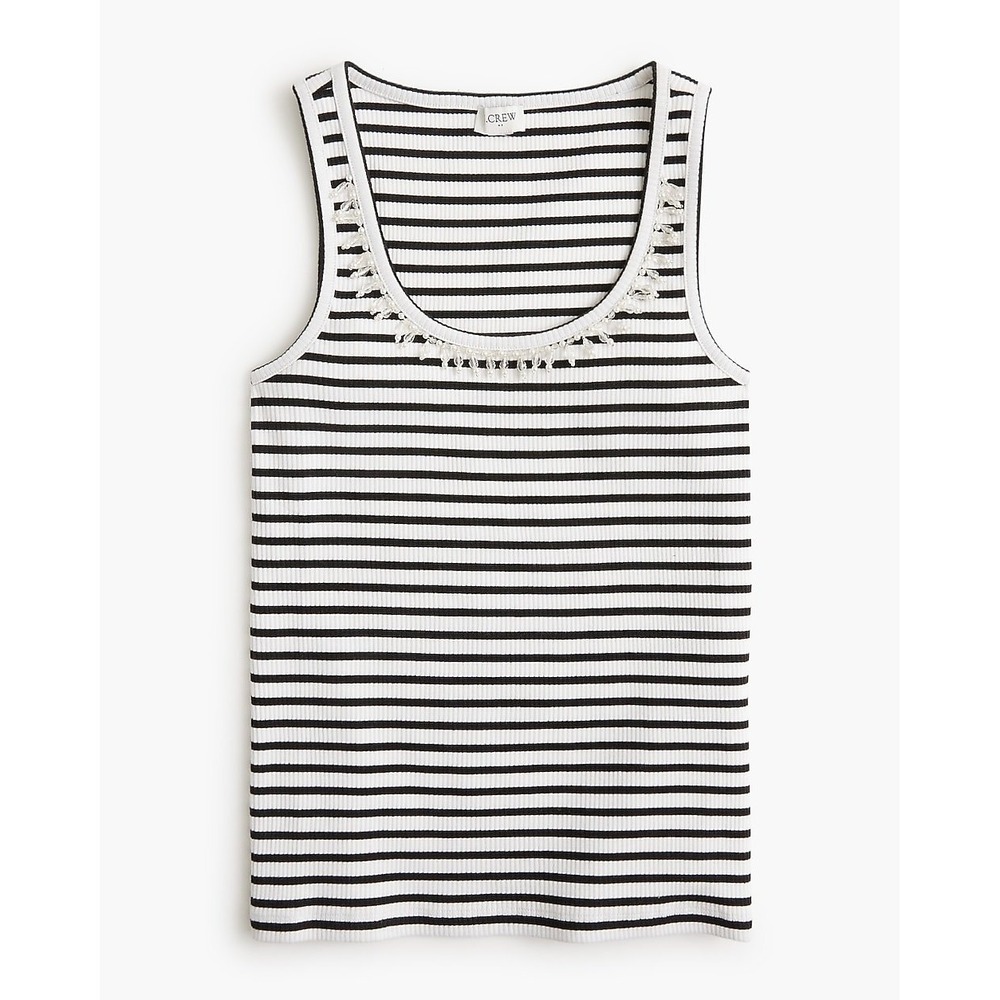 J.Crew Bead-trim striped‎ tank top Medium NWT